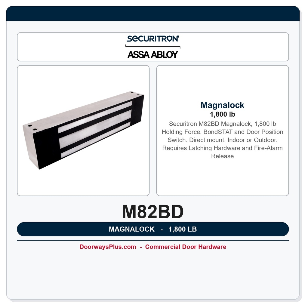 Securitron M82BD Magnalock 1,800 lb | BondSTAT and Door Position Switch