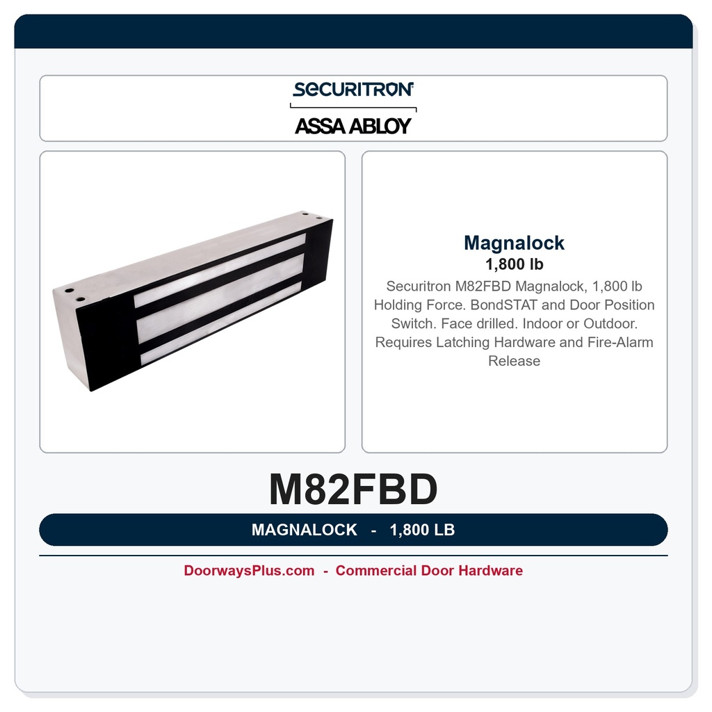 Securitron M82FBD Magnalock 1,800 lb | BondSTAT and Door Position Switch
