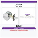 Accentra (Yale) D242 Single Sided Deadbolt | Blank Plate x Thumbturn | 2-3/4" Backset | ANSI Grade 2