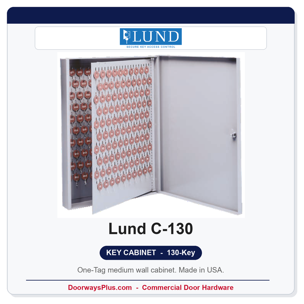 Lund C-130 Wall Key Cabinet | 130-Key One-Tag | Made in USA