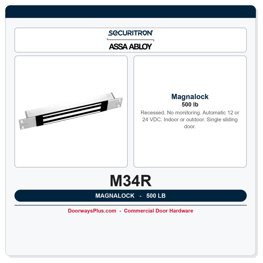 Securitron M34R Magnalock 500 lb | Recessed No monitoring