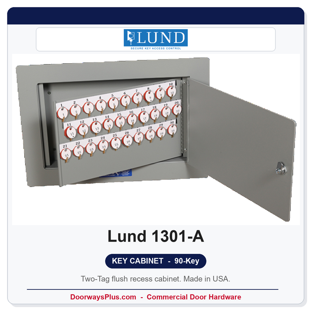 Lund 1301-A Flush Recess Key Cabinet | 90-Key Two-Tag | Made in USA