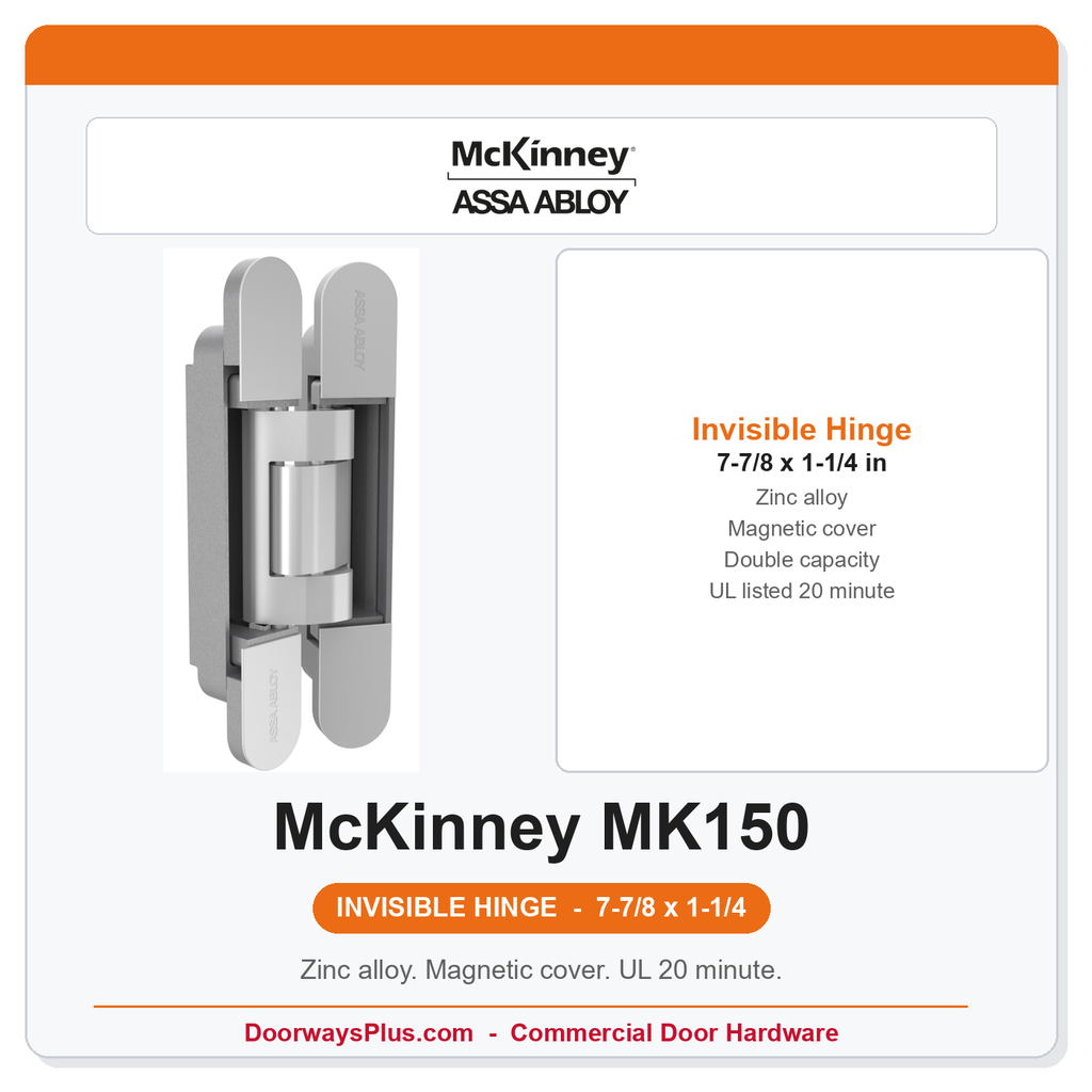 McKinney MK150 7-7/8 in x 1-1/4 in Steel Concealed Invisible Full Mortise Hinge