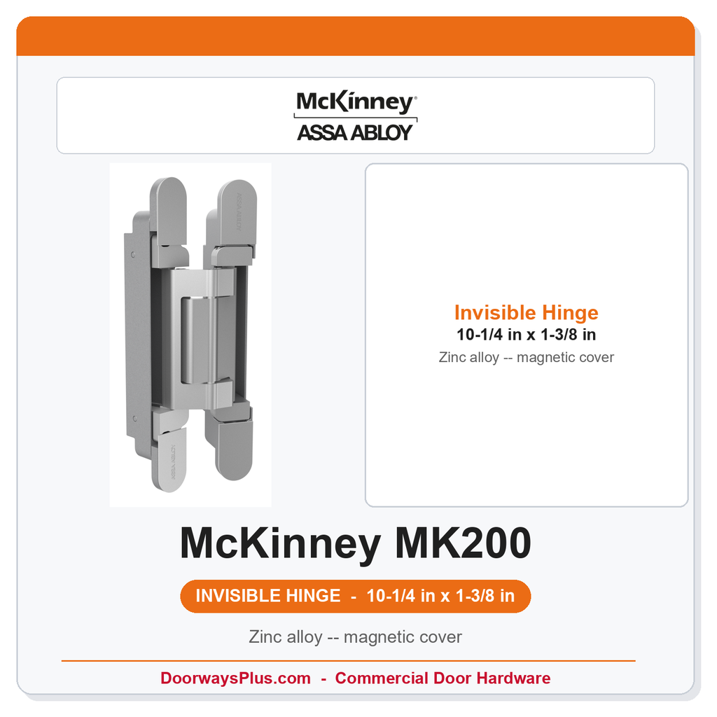 McKinney MK200 10-1/4 in x 1-3/8 in Steel Concealed Invisible Full Mortise Hinge