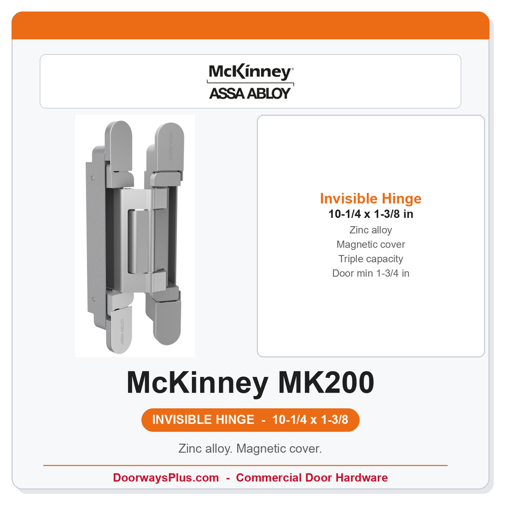McKinney MK200 10-1/4 in x 1-3/8 in Steel Concealed Invisible Full Mortise Hinge