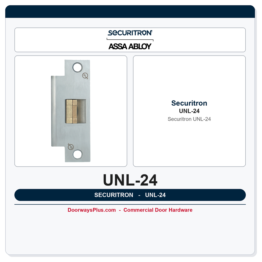 Securitron UNL-24 UnLatch Electric Strike for Cylindrical Locks - 24 VDC, Fail Secure, Stainless Steel
