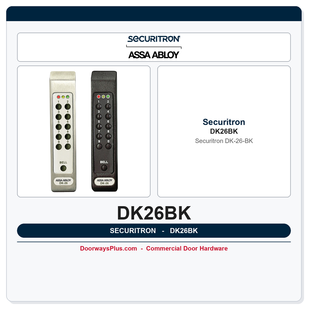 Securitron DK-26 Digital Keypad and Controller - Narrow Stile, Weatherproof, Black