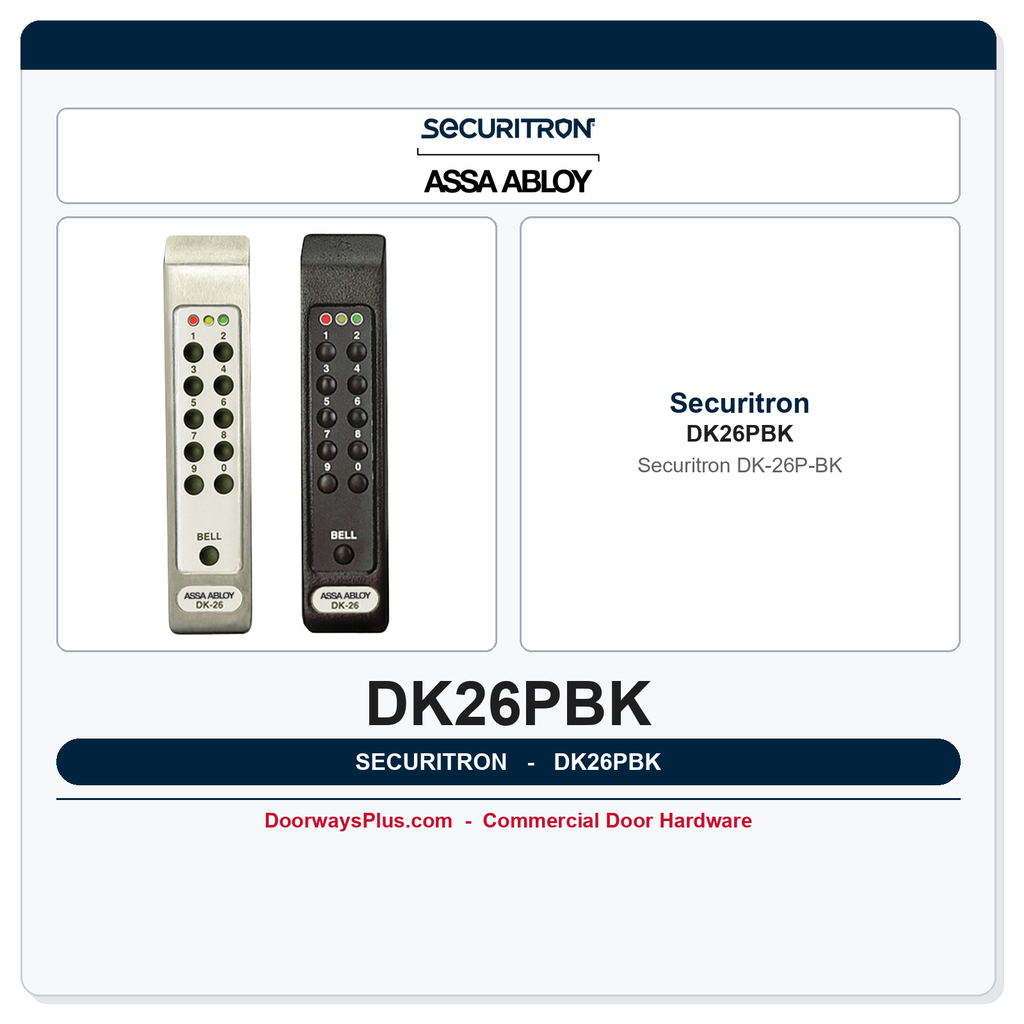Securitron DK-26P Digital Keypad - Keypad Only, Narrow Stile, Black