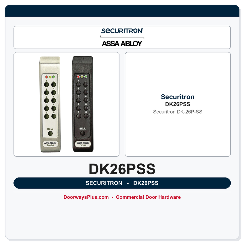 Securitron DK-26P Digital Keypad - Keypad Only, Narrow Stile, Stainless Steel