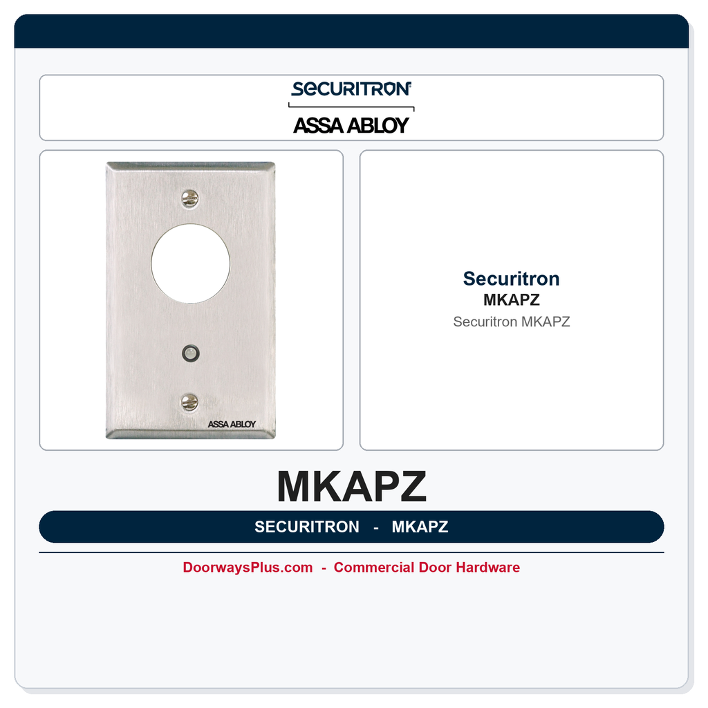 Securitron MKAPZ Mortise Keyswitch - Alternate, SPDT, Double Gang, Green/Red LED, Audible