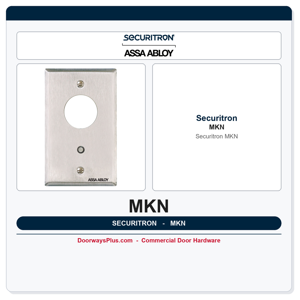 Securitron MKN Mortise Keyswitch - Momentary, SPDT, Narrow, Green/Red LED