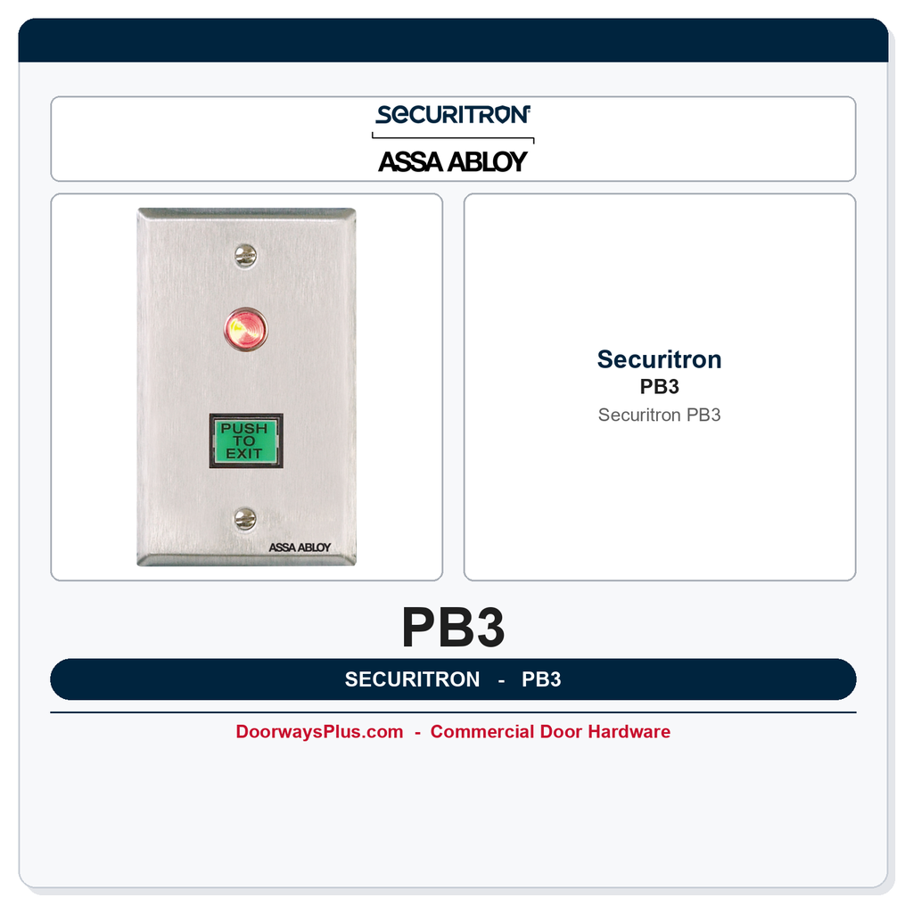 Securitron PB3 Push Button - Field Convertible DPST to DPDT