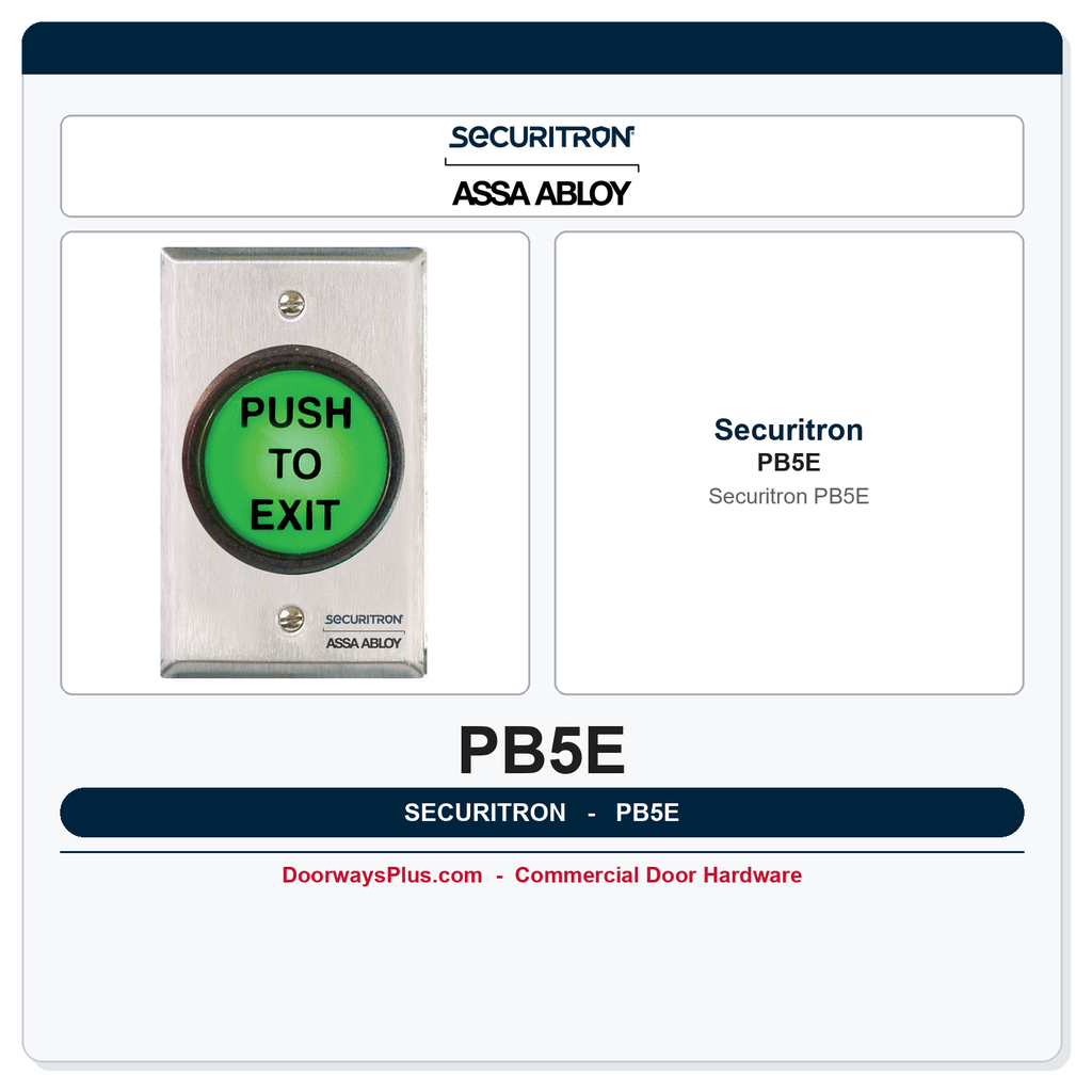 Securitron PB5E Push Button - 2 in Round, Non-Illuminated, Momentary, SPDT, Single Gang