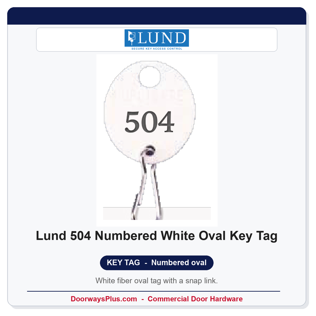 Lund 504 Numbered White Oval Key Tag