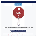 Lund 507 Numbered Red Octagonal Key Tag