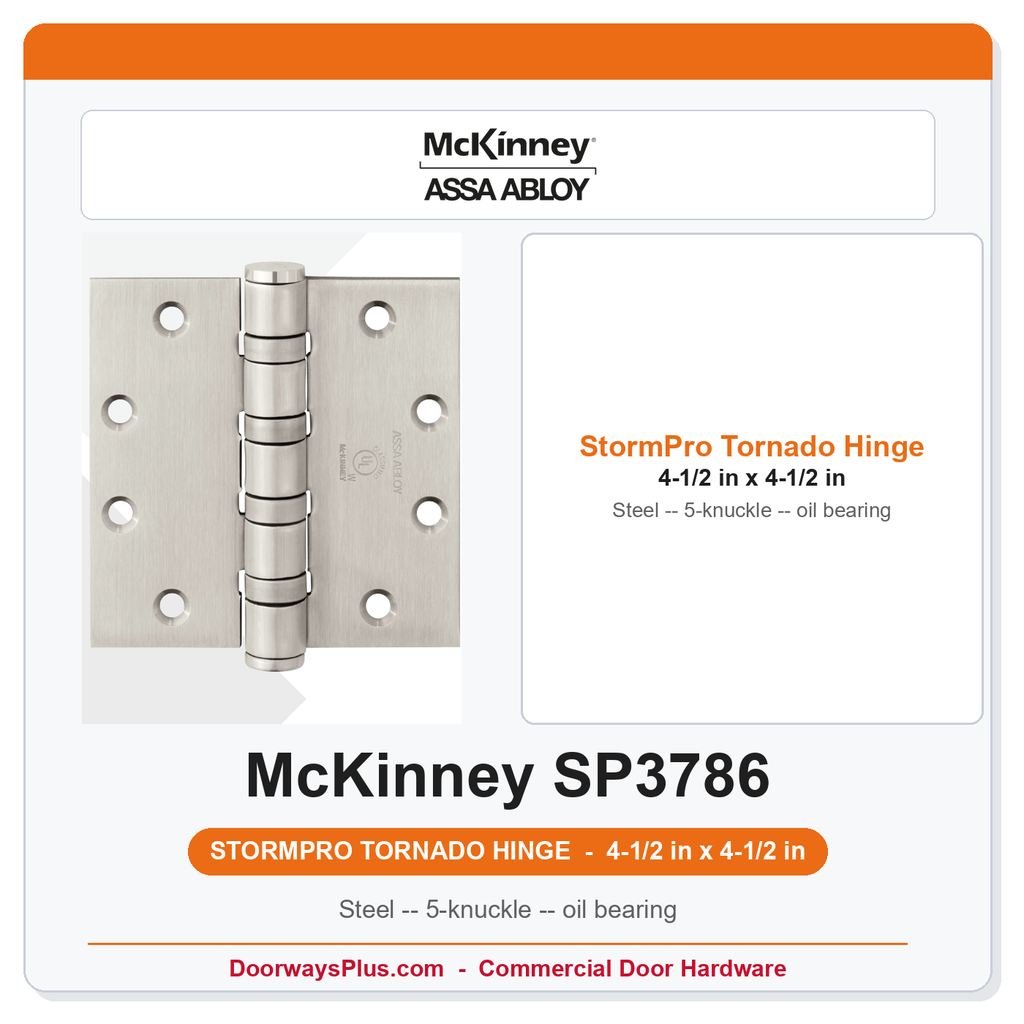 McKinney SP3786 4-1/2 x 4-1/2 StormPro Tornado Resistant Heavy Weight Ball Bearing Hinge