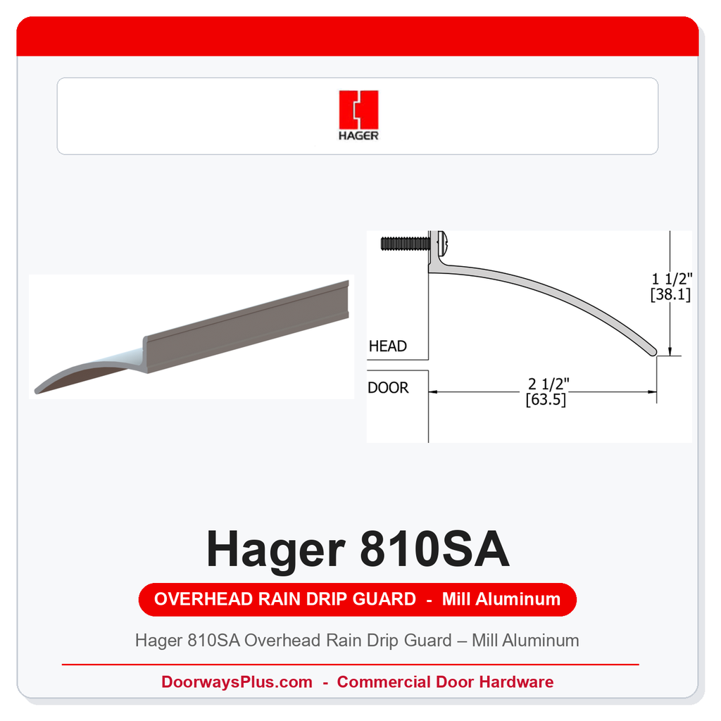 Hager 810SA Overhead Rain Drip Guard – Mill Aluminum