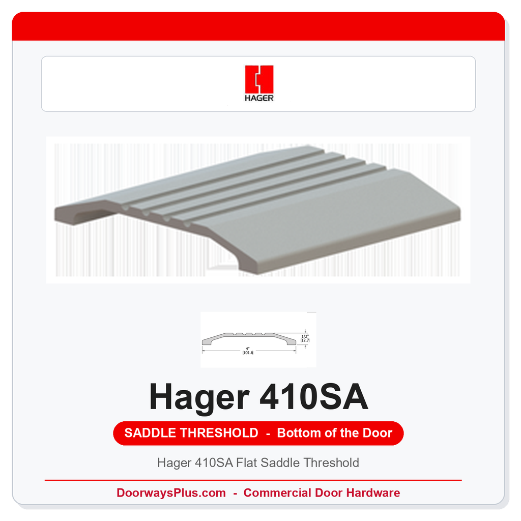 Hager 410SA Flat Saddle Threshold | 4" Wide x 1/2" High | Mill Aluminum | ADA Compliant