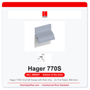 Hager 770S Vinyl Sill Sweep with Rain Drip – UL Fire Rated, Mill Aluminum, 36" or 48"