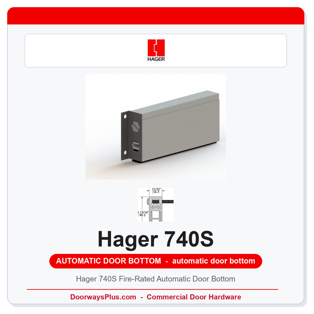 Hager 740S Fire-Rated Automatic Door Bottom | Aluminum | 36", 42", 48"