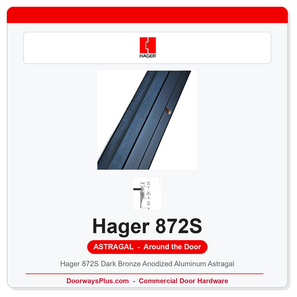Hager 872S Dark Bronze Anodized Aluminum Astragal | Neoprene Seal | 84" or 96"