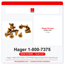 Hager 1-800-7375 12-24 x 1/2" FPHM Hinge Screws US10 Satin Bronze | Pkg of 12 or 100