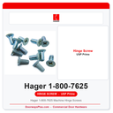 Hager 1-800-7625 Machine Hinge Screws | 12-24 x 1/2" FPHM USP Primed | Pkg of 12 or 100