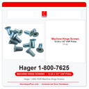Hager 1-800-7625 Machine Hinge Screws | 12-24 x 1/2" FPHM USP Primed | Pkg of 12 or 100