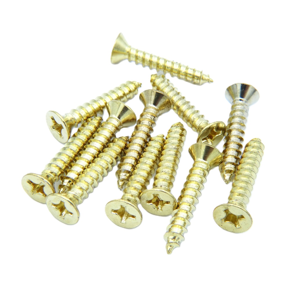 Hager 1-810-5824 #12 x 1-1/4" Wood Hinge Screws US3 Polished Brass (Pkg)
