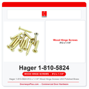 Hager 1-810-5824 #12 x 1-1/4" Wood Hinge Screws US3 Polished Brass | Pkg of 12 or 100