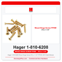 Hager 1-810-6208 Wood Hinge Screw #12 x 1-1/4" FPHW US10 Satin Bronze | Pkg of 12 or 100