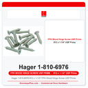 Hager 1-810-6976 #12 x 1-1/4" FPH Wood Hinge Screw USP Prime | Pkg of 12 or 100