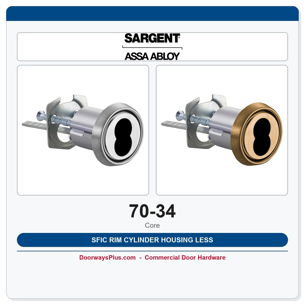 Sargent 70-34 SFIC Rim Cylinder Housing Less Core | Best IC Prep