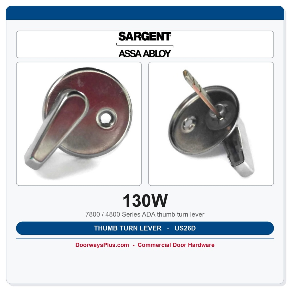Sargent 130W Thumb Turn Lever | Mortise Lock Part | US26D Satin Chrome