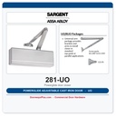 Sargent 281-UO Powerglide Adjustable Cast Iron Door Closer – ANSI Grade 1, ADA, UL Fire Rated 3-Hour