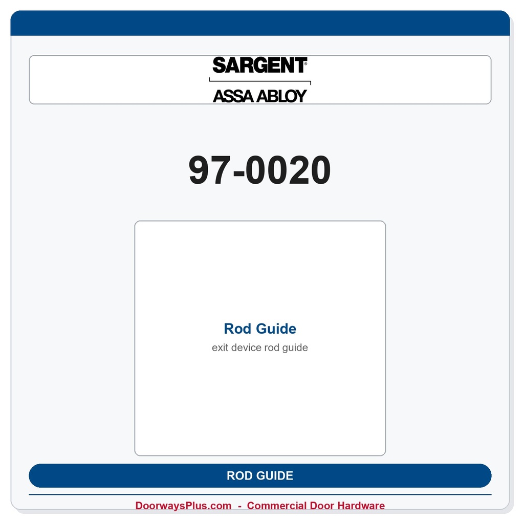 Sargent 97-0020 Rod Guide | 8700 9700 3727 2727 SVR Exit Device Part