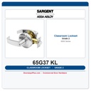 Sargent 65G37 KL Classroom Cylindrical Lockset – Grade 2, UL Listed