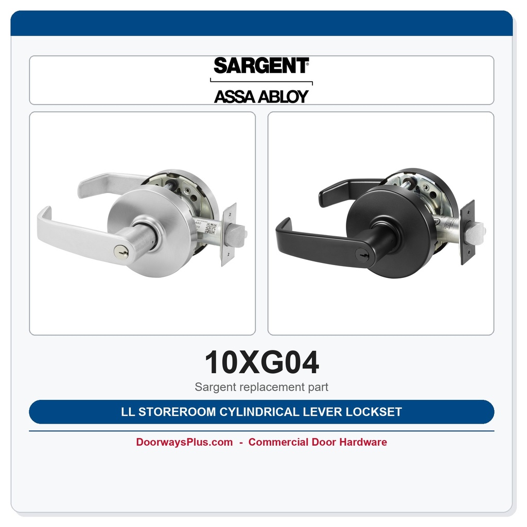 Sargent 10XG04 LL Storeroom Cylindrical Lever Lockset | US26D Satin Chrome