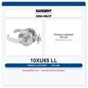 Sargent 10XU65 LL Privacy Cylindrical Latchset – US26D Satin Chrome