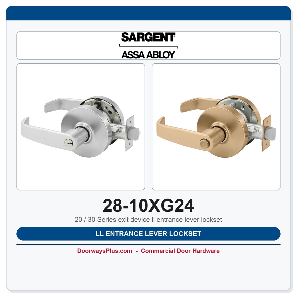Sargent 28-10XG24 LL Entrance Lever Lockset | Grade 1 Commercial Cylindrical