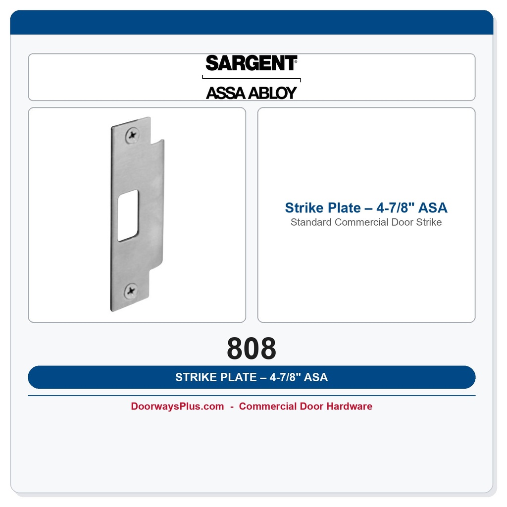 Sargent 808 Strike Plate – 4-7/8" ASA Standard Commercial Door Strike
