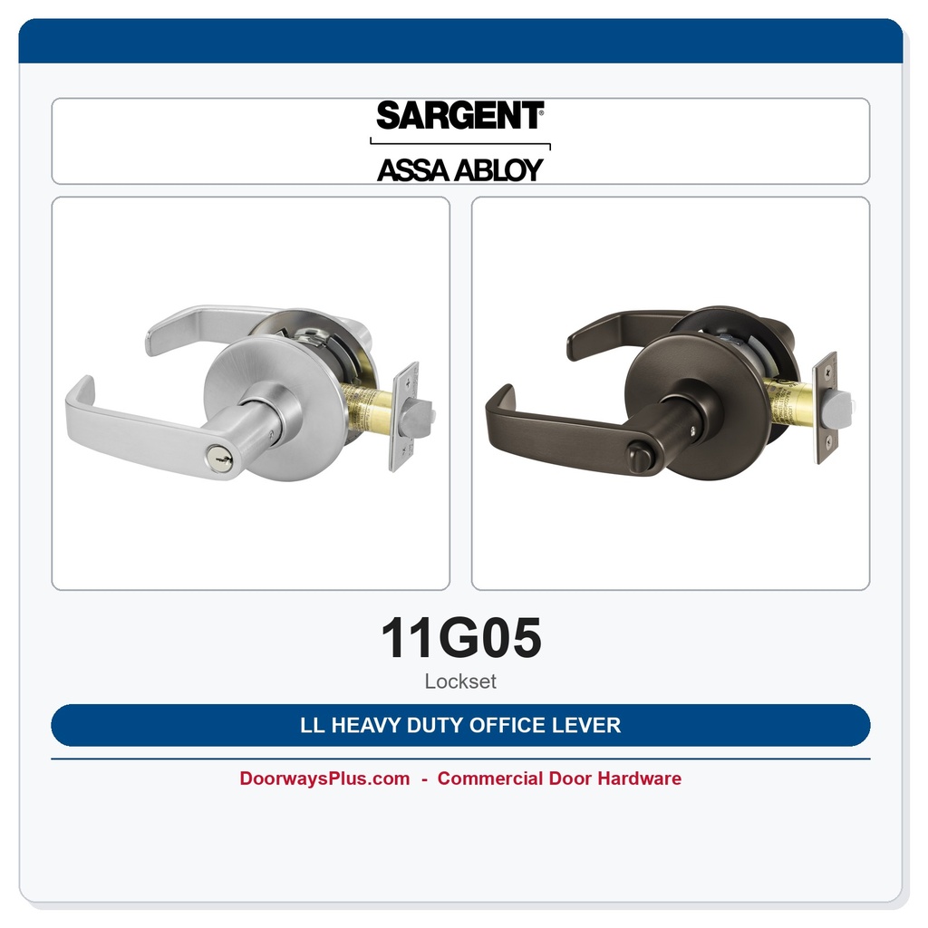 Sargent 11G05 LL Heavy Duty Office Lever Lockset | 10 Line Grade 1
