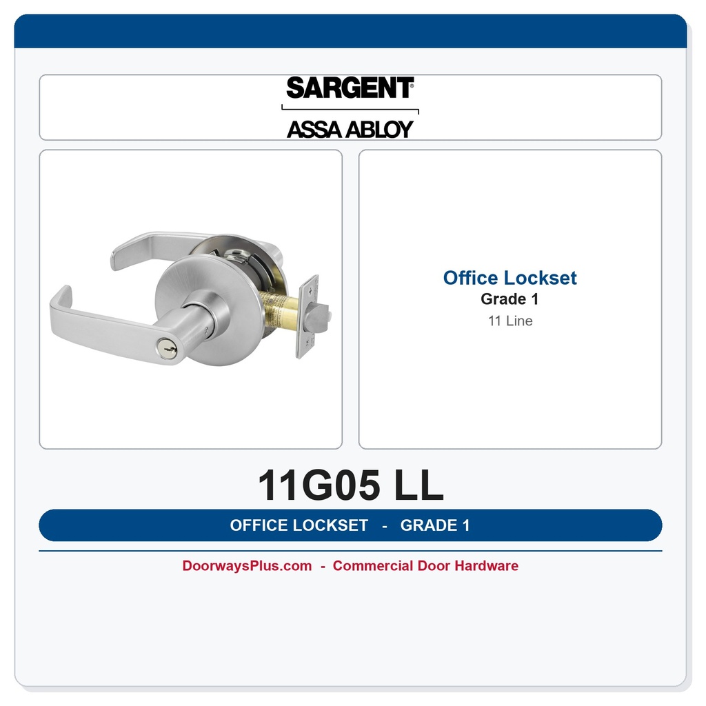 Sargent 11G05 LL Heavy Duty Office Lever Lockset | 10 Line Grade 1