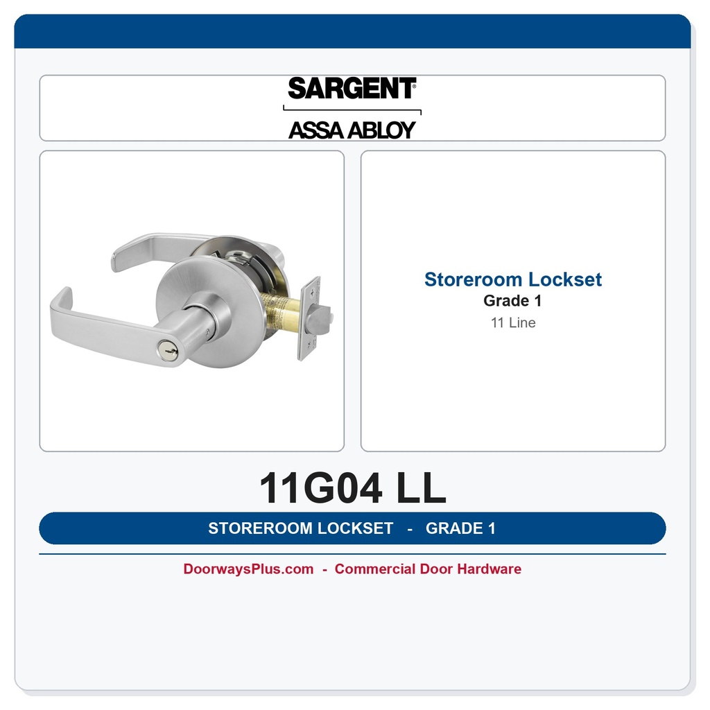 Sargent 11G04 LL Heavy Duty Storeroom Lever Lockset | Grade 1 Commercial