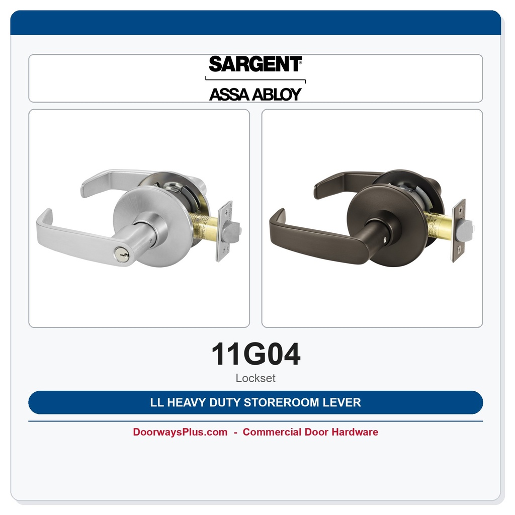 Sargent 11G04 LL Heavy Duty Storeroom Lever Lockset | Grade 1 Commercial