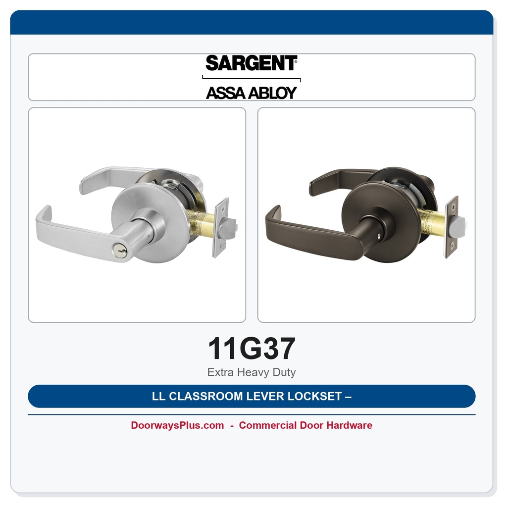 Sargent 11G37 LL Classroom Lever Lockset – Extra Heavy Duty