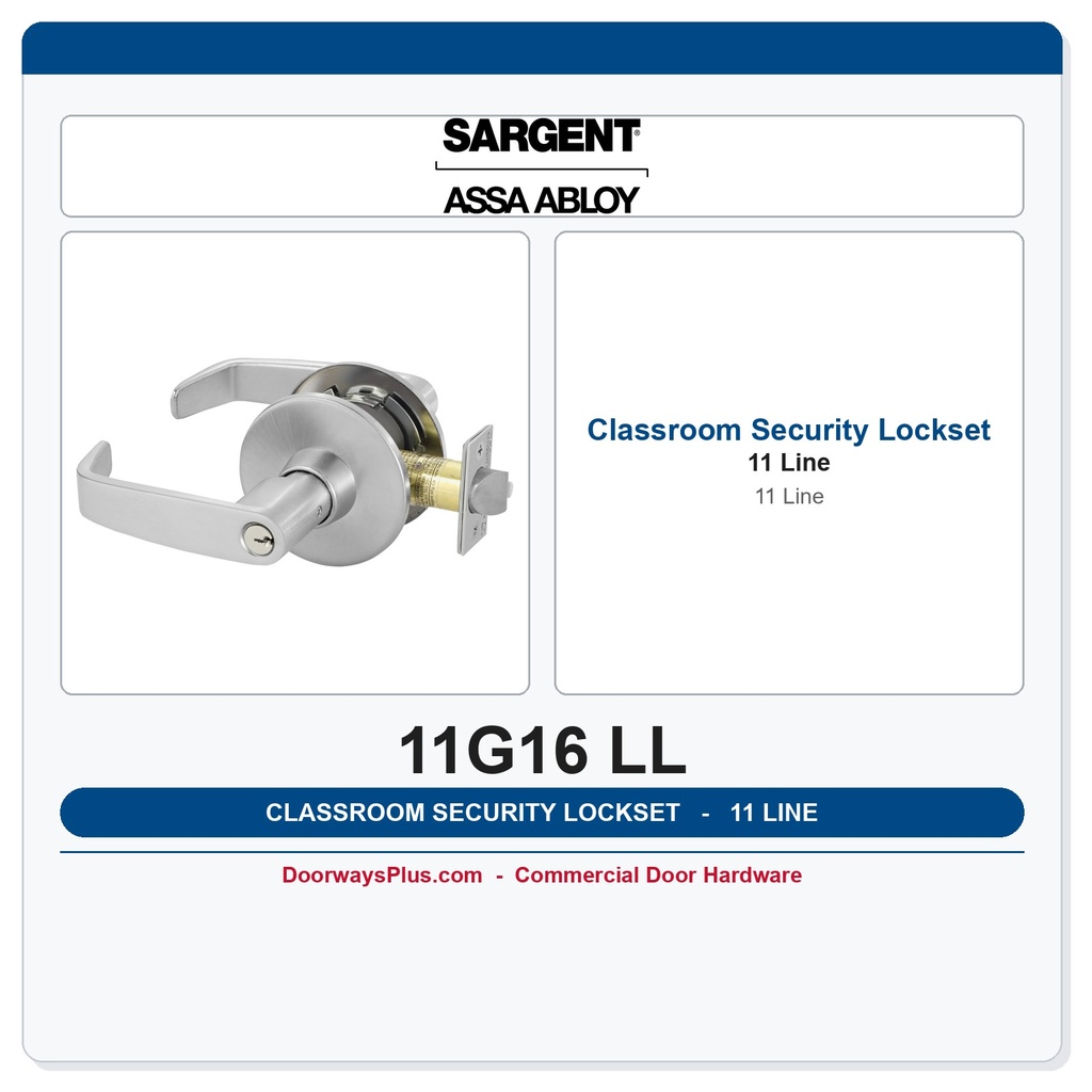 Sargent 11G16 LL Classroom Security Public Entry Lever Lockset – Extra Heavy Duty