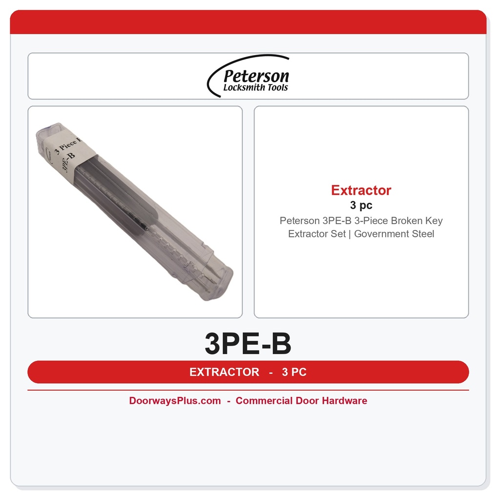 Peterson 3PE-B 3-Piece Broken Key Extractor Set | Government Steel