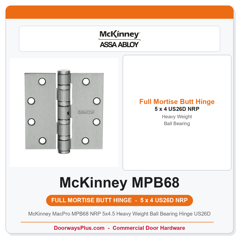 McKinney MacPro MPB68 NRP 5x4.5 Heavy Weight Ball Bearing Hinge US26D