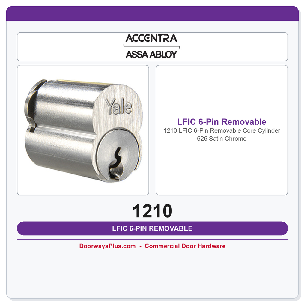 Accentra 1210 LFIC 6-Pin Removable Core Cylinder | 626 Satin Chrome